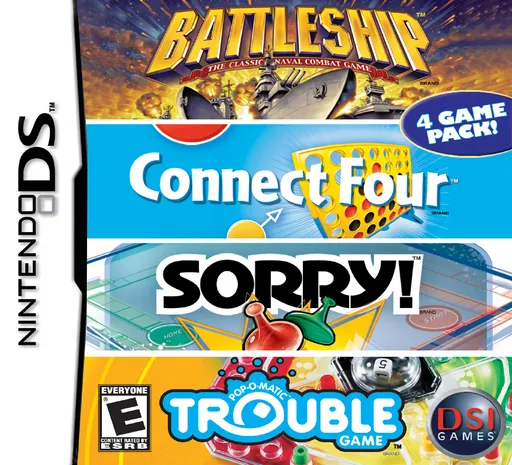 4 Game Pack! - Battleship + Connect Four + Sorry! + Trouble (USA)